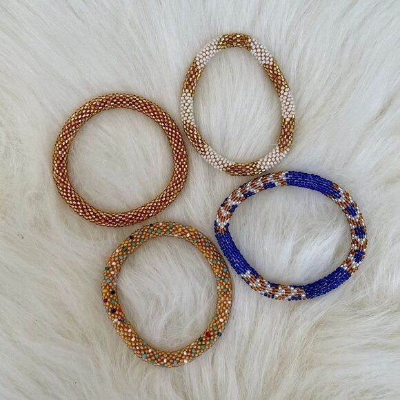 HAND CRAFTED in Nepal Beaded Bracelets (set of 4) #205 - Picture 3 of 4